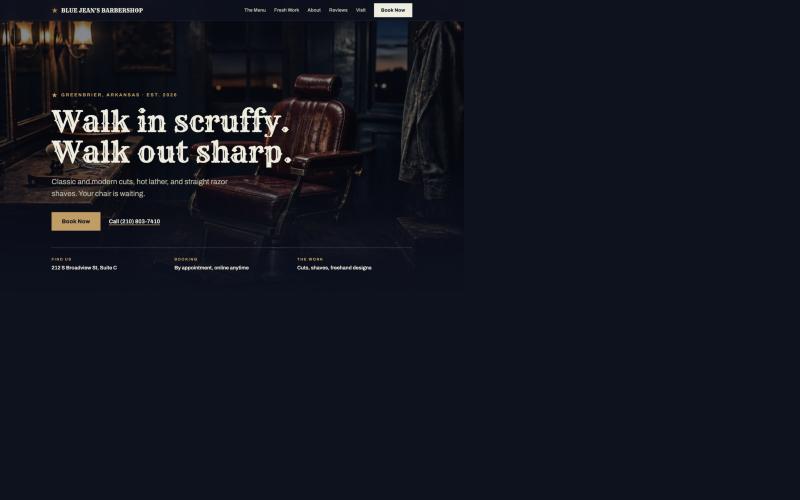 Blue Jean's Barber Shop website