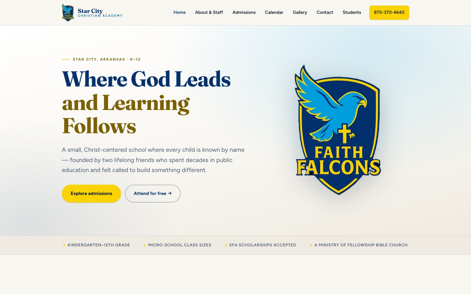 Star City Christian Academy website